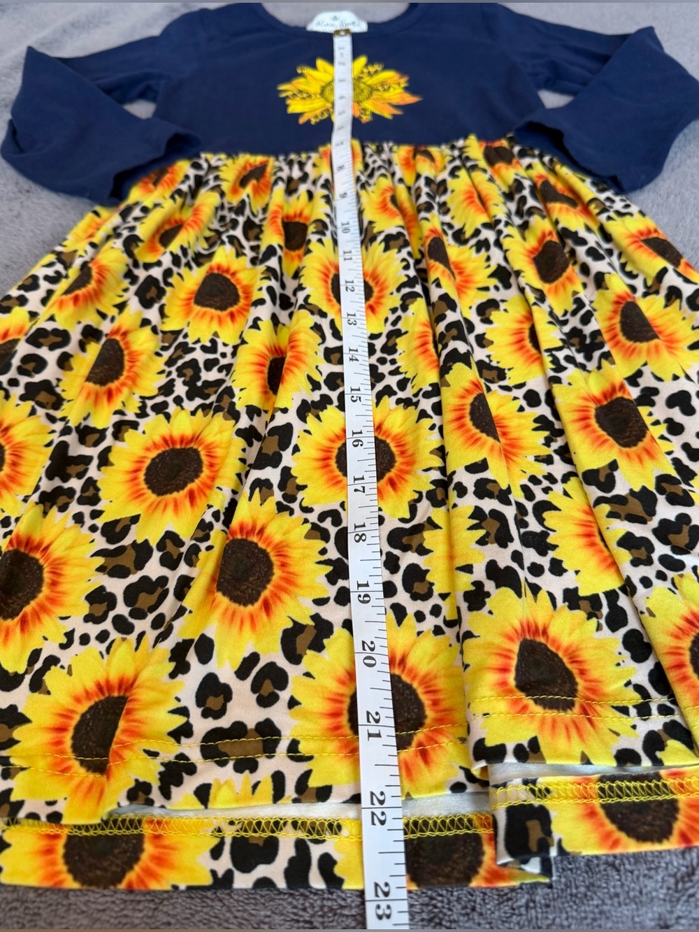 Sunflower Patch Navy & Yellow Girls Casual Dress - Picture 2 of 7